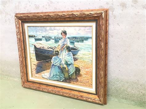 20th Scene of This Time, Sea, Spanish Oil on Canvas, Gonzalez Alacreu ...