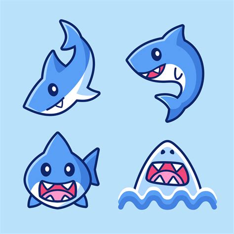 collection of cute shark cartoon character 5013615 Vector Art at Vecteezy