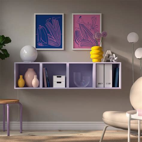 EKET wall-mounted storage combination, pale lilac, 140x35x35 cm (551 ...