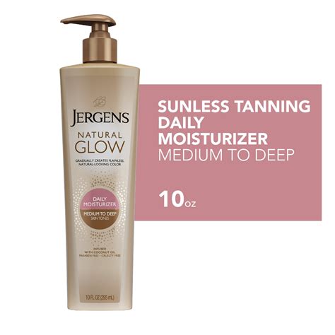 Jergens Natural Glow Sunless Tanning Lotion, Medium to Deep Skin Tone ...