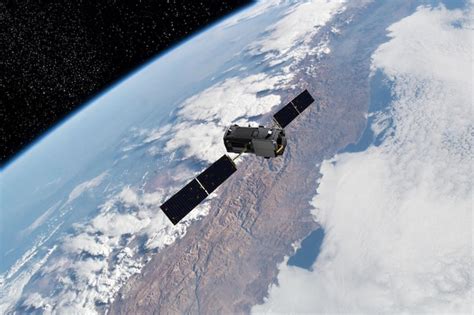 Frachtraumschiff und Erde Planet. Dunkler Hintergrund. Science-Fiction ...