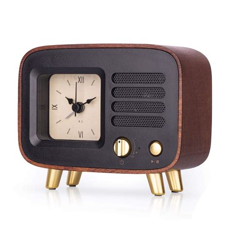 Retro Alarm Clocks & Bluetooth Speaker, Roman Numbers Silent Wooden ...
