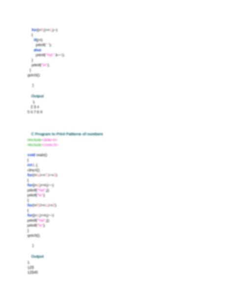 Image result for C Program to Print Number Pattern