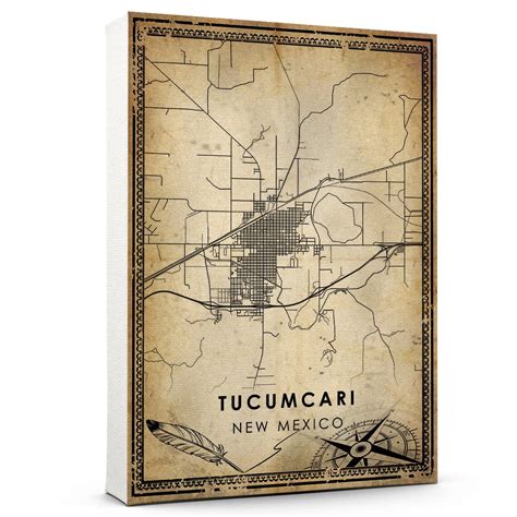 Tucumcari Vintage Map Prints Canvas, New Mexico Map Art Canvas, Canvas, Tucumcari Map City style ...