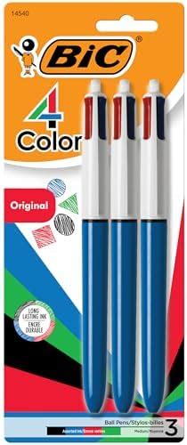 BIC 4-Color Ball Pen|Medium Point-Pack Of 3|Multicolor : Amazon.in ...