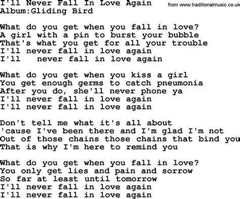 Emmylou Harris song: I'll Never Fall In Love Again, lyrics