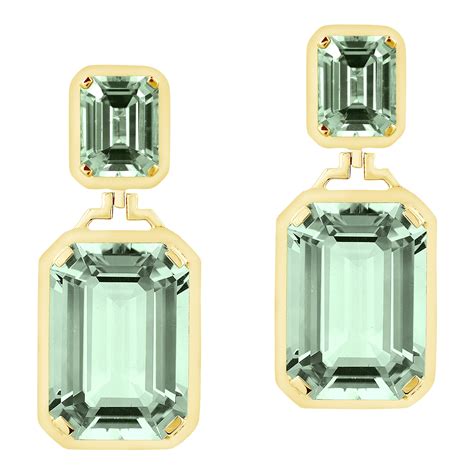 Goshwara Emerald Cut Prasiolite Earrings For Sale at 1stDibs