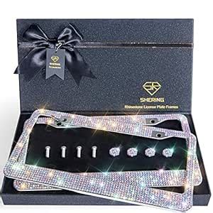 Shering Bling License Plate Frame, 2 Pack License Plate Frame with ...