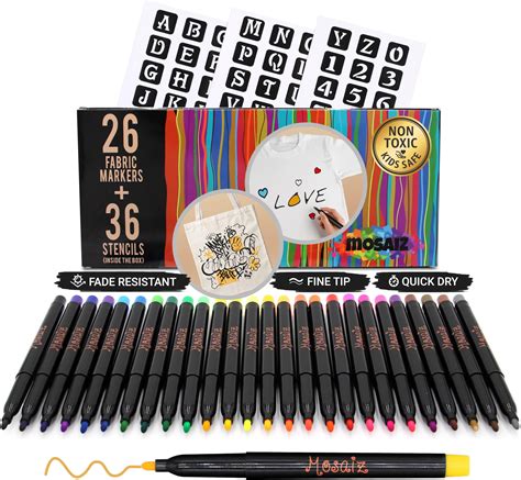 Amazon.com: Zenacolor 40 Fabric Markers Pens Set - Non Toxic, Indelible ...