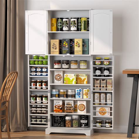HOMEFORT Tall Kitchen Pantry Storage Cabinet with Doors and Shelves ...