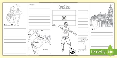 India Travel Colouring Leaflet Template (teacher made)