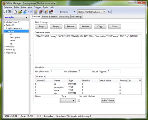 SQLite Manager 的图像结果