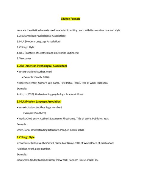 Image result for Citation Example of All Types