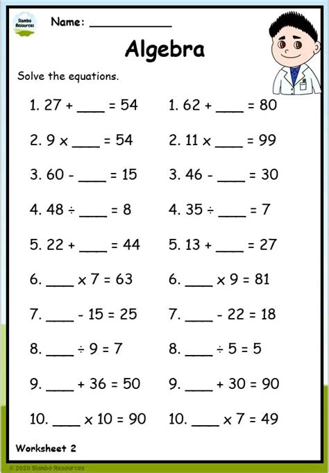 Free Printable Algebra Worksheets 的图像结果