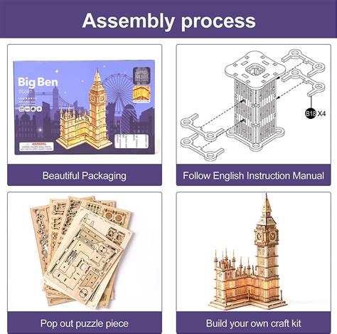 Buy ROBOTIME 3D Puzzle for Adults Wooden Craft Kits for Teens DIY ...