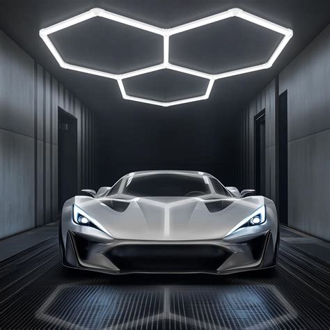 Brivulgent Hexagon LED Garage Light: 8 * 5.5Ft(LXW) 1 Vehicle: 5 Hex ...