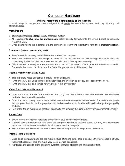 Image result for Internal Hardware Components