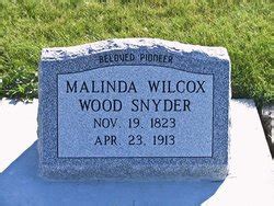 Malinda Wilcox Wood Snyder (1823-1913): homenaje de Find a Grave