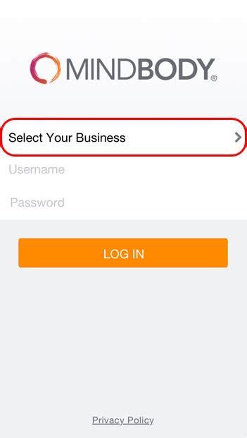 How to log in (Mindbody Business app, iOS)
