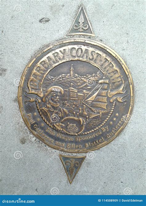 San Francisco`s Barbary Coast Trail Medallion, 2. Editorial Stock Image ...