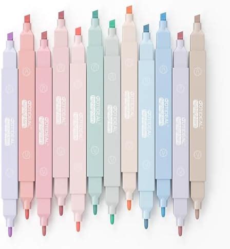 GOTIDEAL Miramar Aesthetic Cute Pastel Highlighters Set, Dual Tip 12 ...