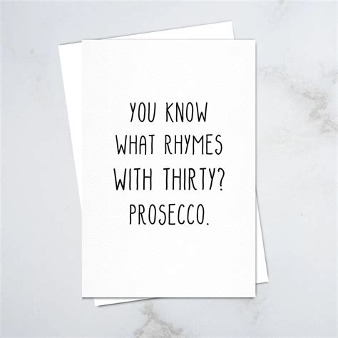Funny Prosecco Birthday Card: Rhymes With Thirty - Etsy