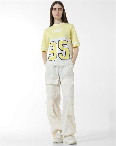 Yellow Colourblocked Varsity T-shirt