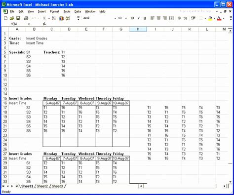 Exercise Template Excel 的图像结果
