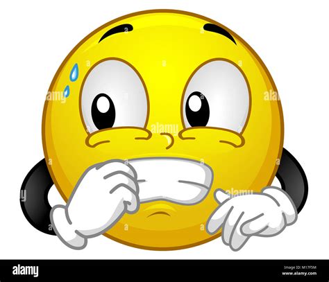 Illustration of a Nervous Smiley Mascot Biting His Fingernails While ...