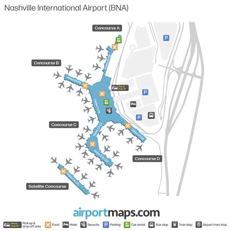 Map of Nashville International Airport (BNA) – Terminal Map ...