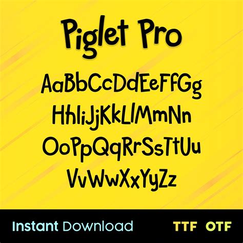 Winnie the Pooh Font - Piglet Pro TTF - Etsy