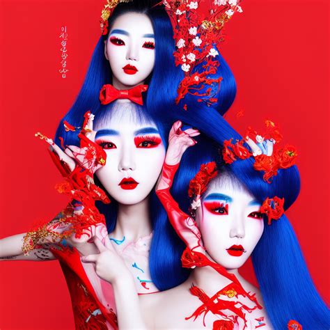 Korean influencer with blue-red make-up - 3 • VIARAMI