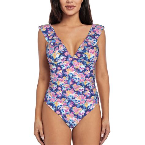 One Piece Swimsuits Women Tummy Control, Graffiti Style Skull Flower ...