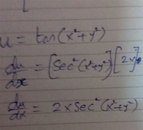 x2-y2=2,u=tan(x2+y2),find du/dx - Brainly.in