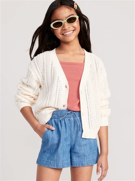 Cropped Button-Front Cardigan Sweater for Girls | Old Navy