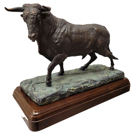 20th Spanish Bull Sculpture Bronze by Peralta Signed at 1stDibs