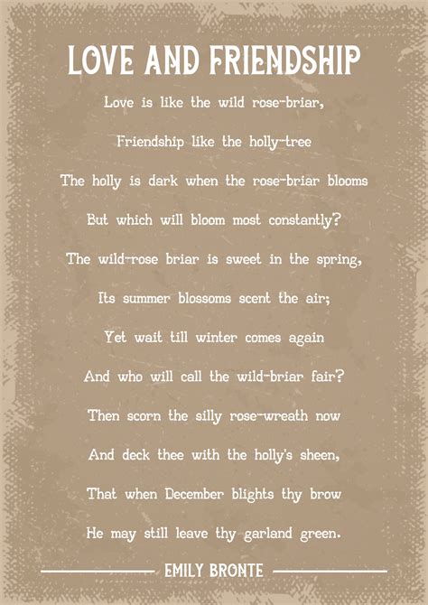 Emily Bronte Love and Friendship Poem Art Print - Etsy UK