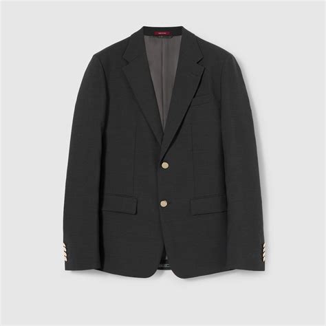 Single-breasted selvedge wool jacket in dark grey | GUCCI® US