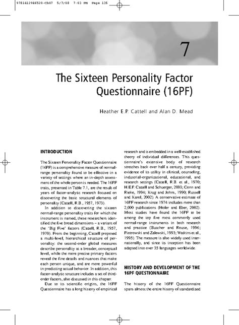 16PF (Cattell & Mead): Comprehensive Overview and Historical Insight ...
