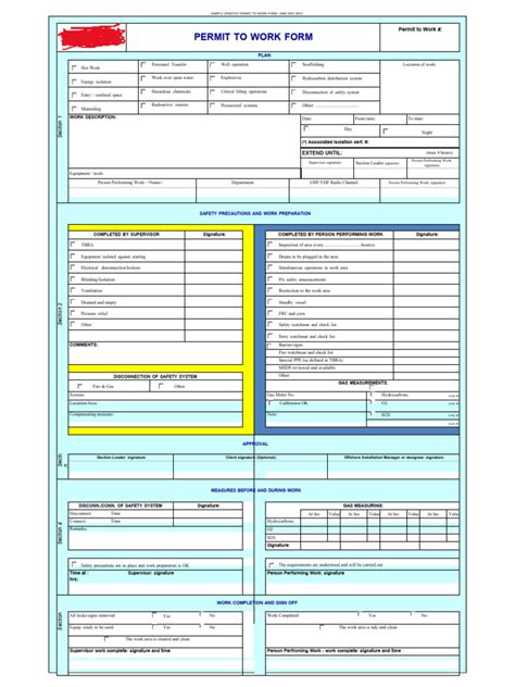 Image result for Safe Work Permit Examples