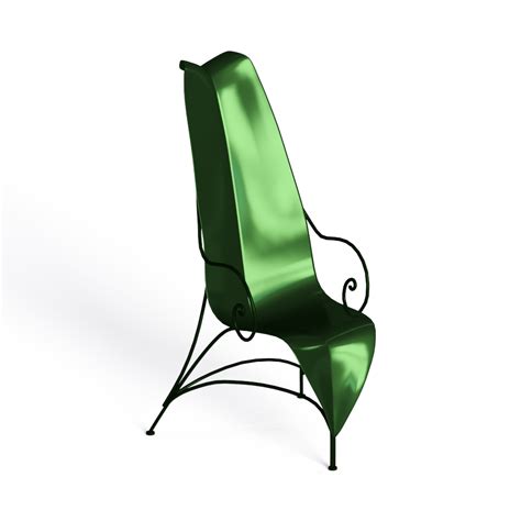 现代铁艺休闲椅模型素材-现代绿色金属扶手椅模型-三维家模型素材库