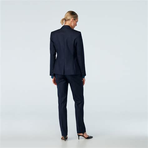 Women's Custom Suits - Modica Herringbone Navy Suit Women | INDOCHINO