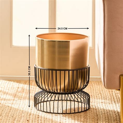 Buy Gardenia Shine Metal Floor Planter with Stand from Home Centre at ...