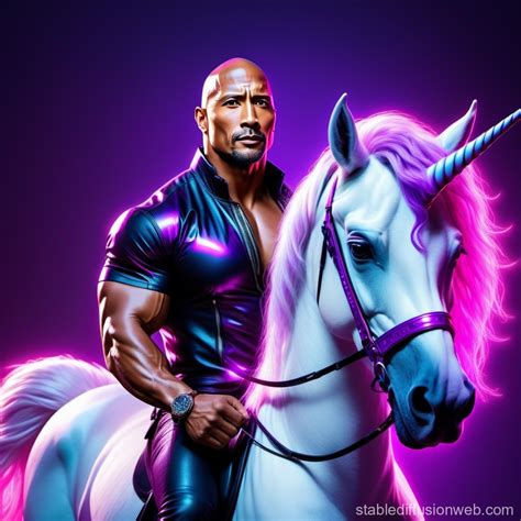 Dwayne Johnson Riding a Unicorn | Stable Diffusion Online