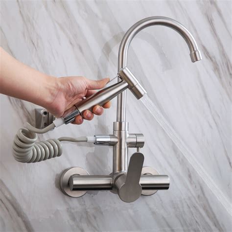 Wall Mount Modern Kitchen Faucet Sink Mixer Tap with Bidet Spray 360 ...