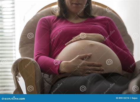 Very Pregnant Woman with a Large Baby Bump Stock Photo - Image of ...