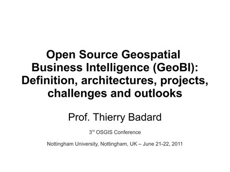 Open Source Geospatial Business Intelligence (GeoBI): Definition ...