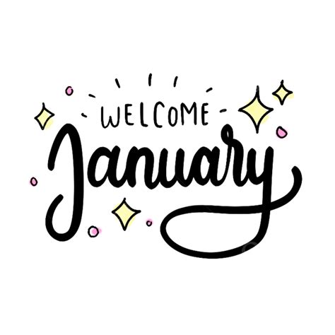 January Month White Transparent, January Month Lettering Decorated ...