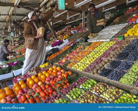 Arab Men Sells Fresh Fruits at a Fruit Market in Taif, Makkah, Saudi ...