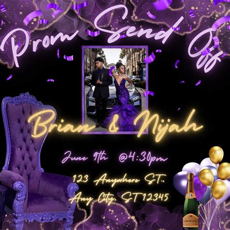 Purple Prom Send off Flyer,prom Flyer,prom Invitation,celebration,diy ...